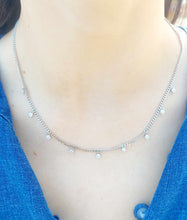 Load image into Gallery viewer, Dangling CZ Stones on Cuban Link Chain - Sterling Silver