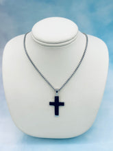 Load image into Gallery viewer, Solid Flat Cross &amp; 20" Box Chain - Sterling Silver