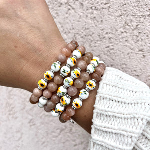 Sunflower Peach Moonstone Floral Moments Bracelet - TJazelle