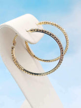 Load image into Gallery viewer, Omega Back Pave Hoop - Gold Tone
