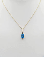 Load image into Gallery viewer, Blue Topaz Estate Pendant and Chain - 14K Yellow Gold