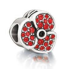 Red Poppy Flower Crystal Bead - Chamilia