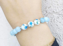 Load image into Gallery viewer, Blue Orchid &amp; Light Blue Quartz Floral Moments Bracelet - TJazelle