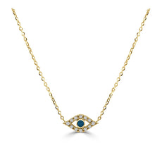 Load image into Gallery viewer, 14k Gold &amp; Diamond Evil Eye Necklace