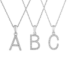 Load image into Gallery viewer, Diamond "A" Necklace - 14K White Gold