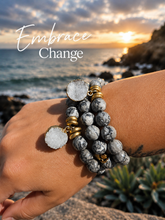Load image into Gallery viewer, Embrace Change Druzy Gray Turquoise Beaded Bracelet - Lenny and Eva
