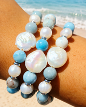 Load image into Gallery viewer, Pearl Coin Larimar Jasper Limited Edition Bracelet - Marie's 2026 TJazelle Exclusive