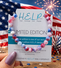 Load image into Gallery viewer, 6mm Red, White &amp; Blue Jade - America Stacker - TJazelle HELP Collection