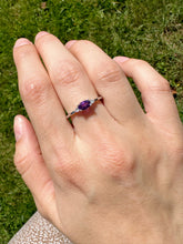 Load image into Gallery viewer, East to West Amethyst and Diamond Ring - 14K White Gold