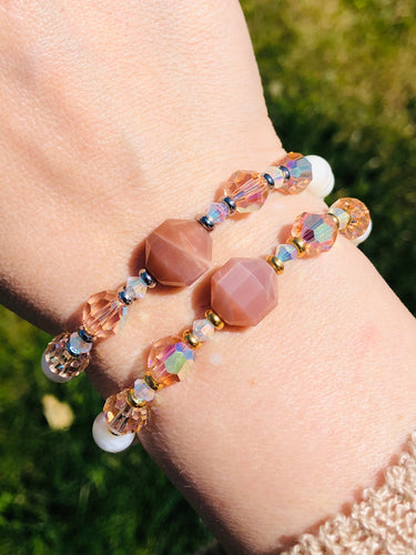 Peach Moonstone & Mother of Pearl Exclusive Bracelet - Limited Edition Stash