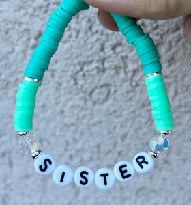 “Sister" Heishi Stretch Bracelet -Kids