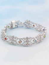 Load image into Gallery viewer, Filigree CZ &amp; Multicolor CZ Bracelet - Sterling Silver