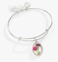 Load image into Gallery viewer, Printed Flower “Grandmother” Charm Bangle Bracelet - Alex and Ani