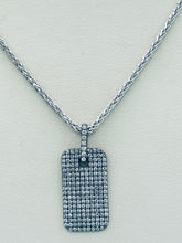 Load image into Gallery viewer, Diamond Dog Tag on Sparkly Wheat Chain - 14K White Gold