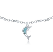 Load image into Gallery viewer, Larimar Dolphin Anklet - Sterling Silver