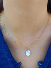 Load image into Gallery viewer, Pearl on Small Paperclip Link Chain - 14K Gold Plated