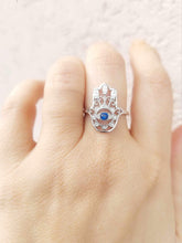 Load image into Gallery viewer, Hamsa &amp; Evil Eye Filigree Ring