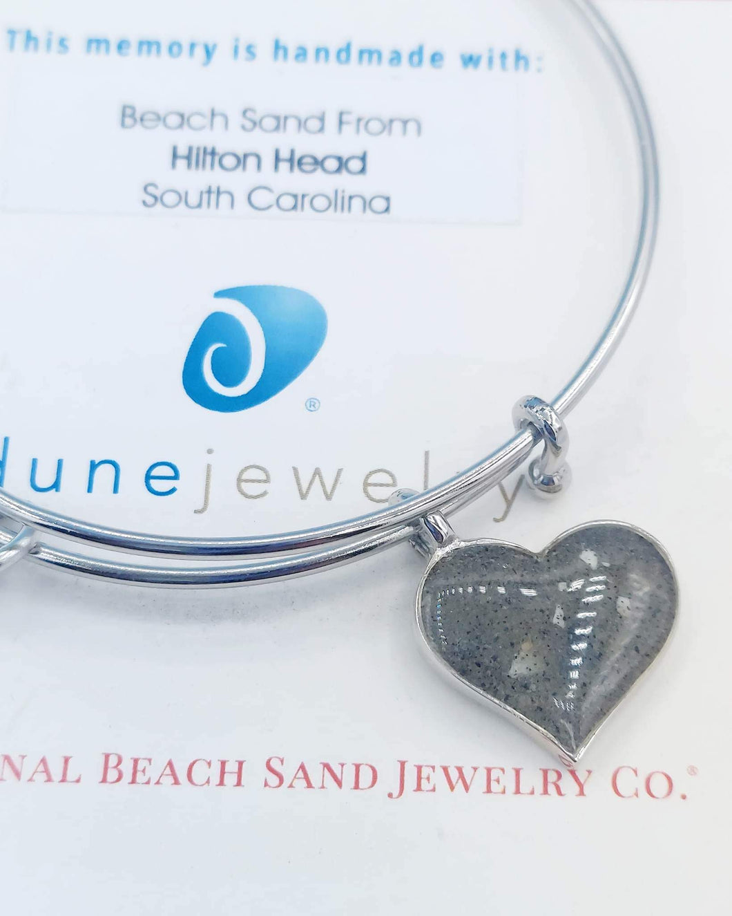 Hilton Head SC Dune Heart Beach Bangle Bracelet