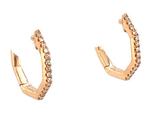 Load image into Gallery viewer, Diamond Hexagon Huggie Hoop Earrings - 14K