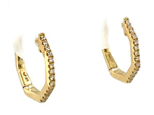 Load image into Gallery viewer, Diamond Hexagon Huggie Hoop Earrings - 14K