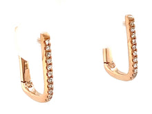 Load image into Gallery viewer, Diamond Rectangle Huggie Hoop Earrings - 14K