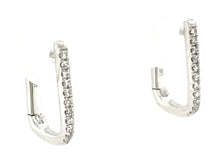 Load image into Gallery viewer, Diamond Rectangle Huggie Hoop Earrings - 14K