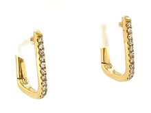 Load image into Gallery viewer, Diamond Rectangle Huggie Hoop Earrings - 14K