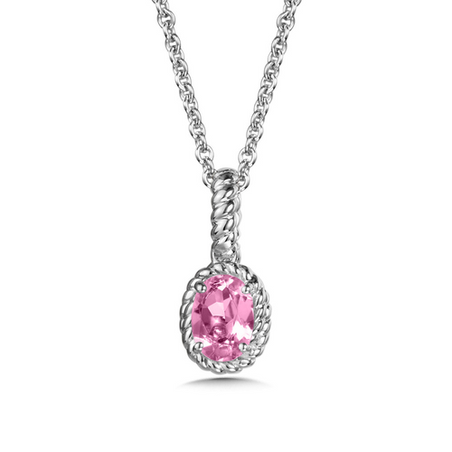 October Pink Sapphire  Birthstone Necklace