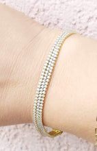 Load image into Gallery viewer, Three Strand CZ Tennis Bracelet - Gold Plated Sterling Silver