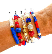Load image into Gallery viewer, Clear Stars 4th of July  $10 Stretch Bracelet
