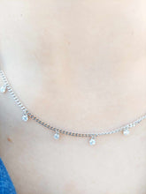 Load image into Gallery viewer, Dangling CZ Stones on Cuban Link Chain - Sterling Silver