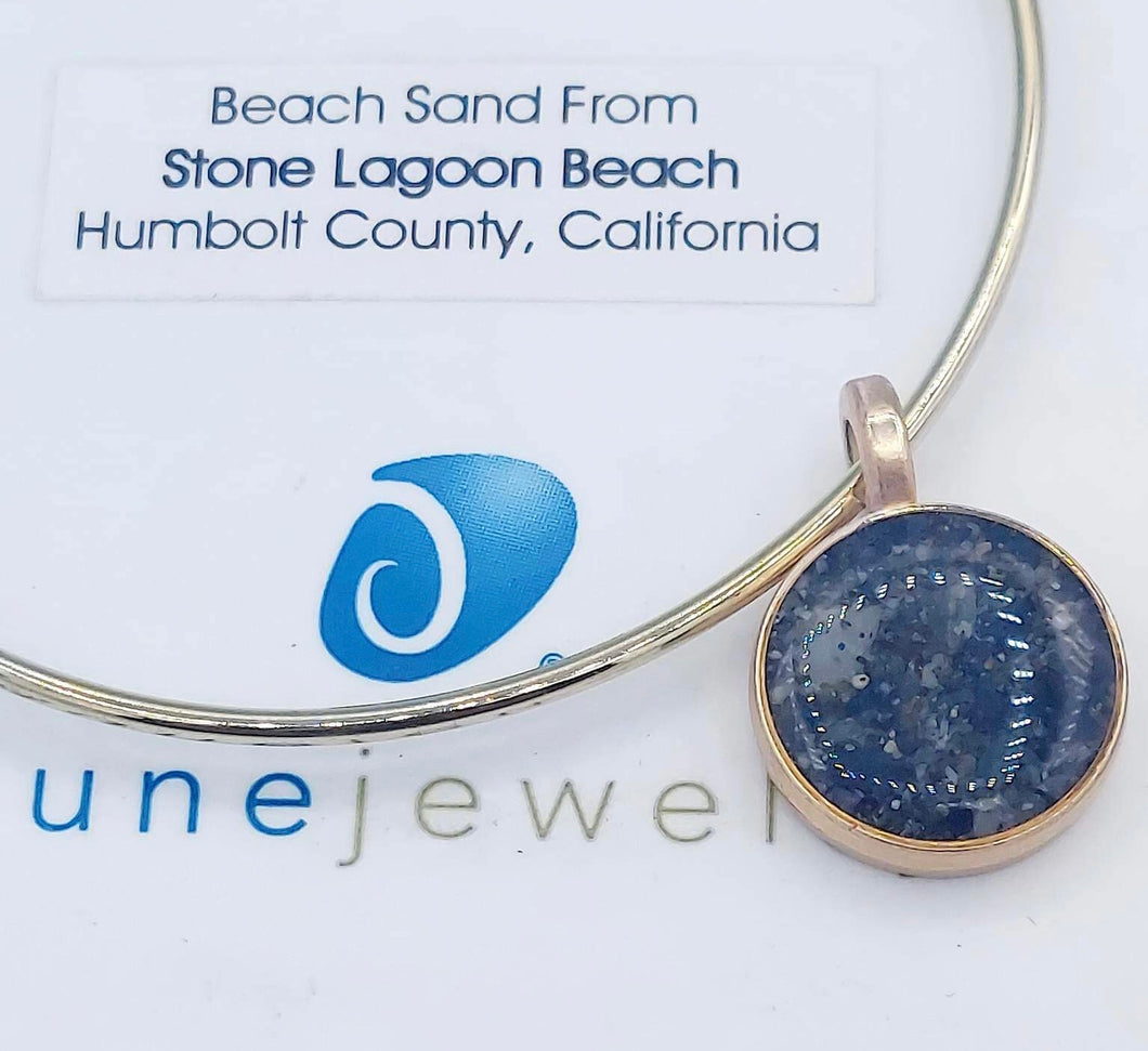 Stone Lagoon Round Beach Sand Bangle Bracelet - Gold Plated
