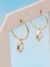 Load image into Gallery viewer, Peach - Mini Teardrop Gemstone Huggie Hoops