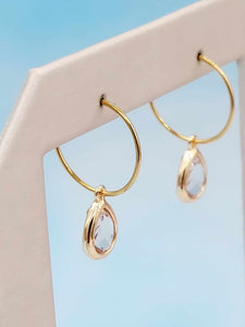 Peach - Mini Teardrop Gemstone Huggie Hoops