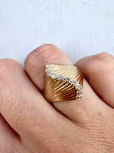 Load image into Gallery viewer, Vintage Shell Dome Diamond Ring - 10K Yellow Gold - Estate