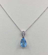 Load image into Gallery viewer, Blue Topaz Pear Shaped Necklace-14K White Gold