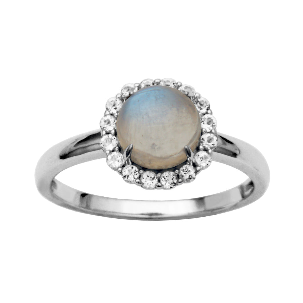 Blue Rainbow Moonstone Dazzle Ring - Samuel B