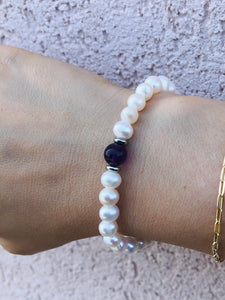 Pearl with Amethyst - The TJazelle Cape Bracelet