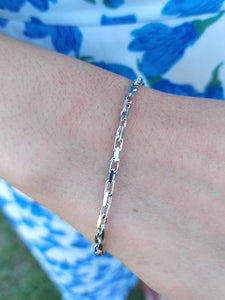 French Cable Chain Bracelet - 14K White Gold