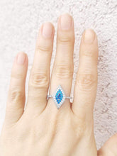 Load image into Gallery viewer, CZ Clear &amp; Blue Evil Eye Ring - Sterling Silver