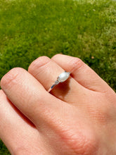 Load image into Gallery viewer, East to West Pearl and Diamond Ring - 14K White Gold