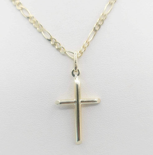 Gold Cross on Figaro Chain - 14K