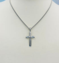 Load image into Gallery viewer, Polished  Flat Cross and Chain - Sterling Silver