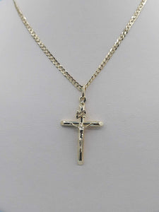 Gold Crucifix on Curb Chain - 14K