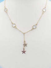 Load image into Gallery viewer, Star and Crystal Lariat  Necklace -Sterling Silver