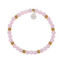 Load image into Gallery viewer, Gold with Pink Crystal Charity Soul Stacker - TJazelle Jimmy Fund Charity Bracelet