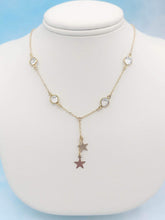Load image into Gallery viewer, Star and Crystal Lariat  Necklace -Sterling Silver