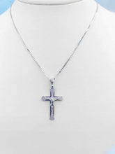 Load image into Gallery viewer, 1&quot; Crucifix Cross on Box Chain - 14K White Gold