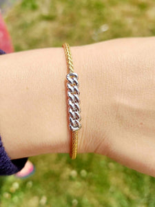 Chain Link Italian Cuff Bangle Bracelet