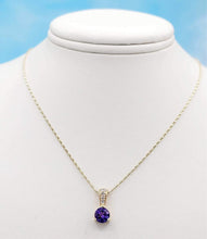 Load image into Gallery viewer, Amethyst and Diamond Necklace - 14K Gold